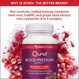 Qunol etiqueta principal legible con ingredientes y beneficios cardiovasculares