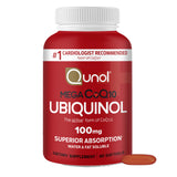 Qunol frontal del envase mostrando 60 cápsulas y beneficio de absorción superior
