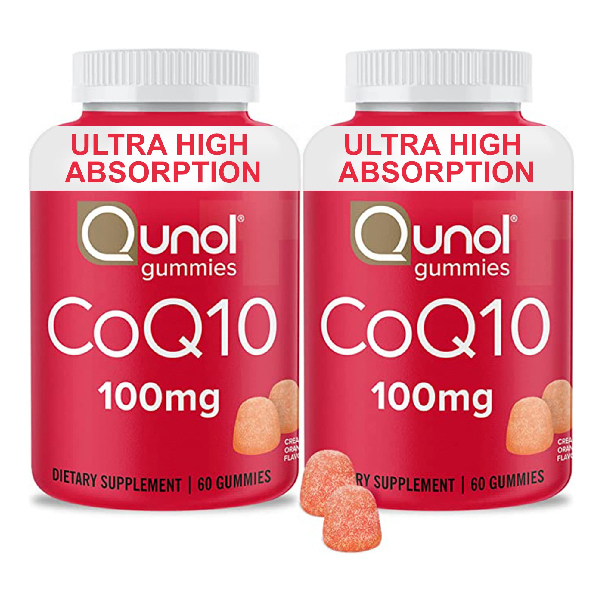 Qunol paquete frontal mostrando gominolas y beneficio conveniencia