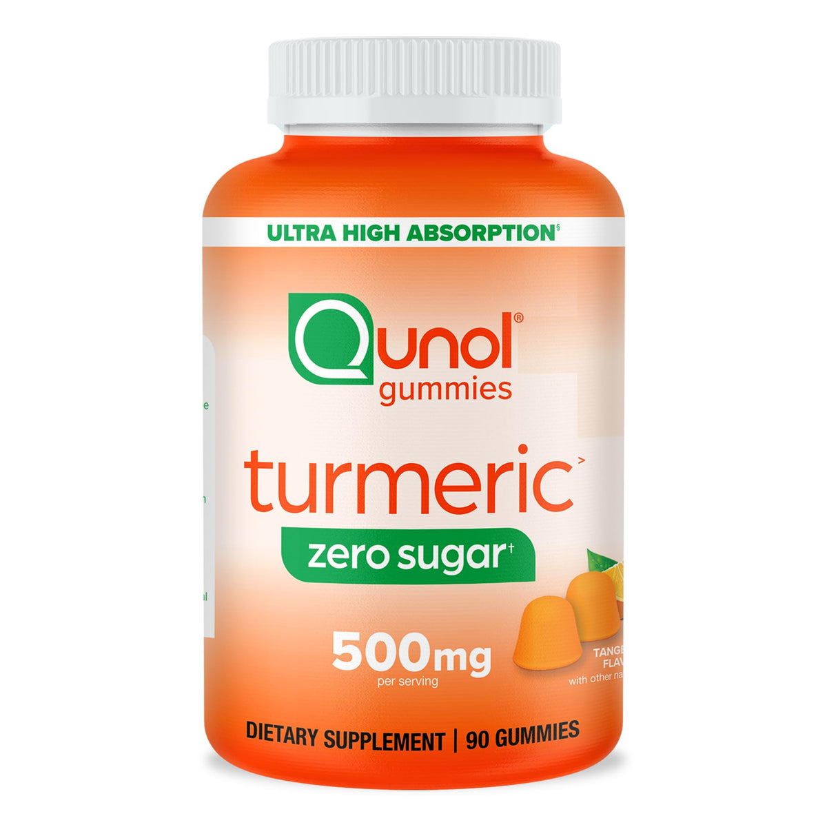 Qunol gominolas frontal mostrando botella y cantidad 90 unidades