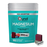 Qunol masticables frontal mostrando envase y beneficios