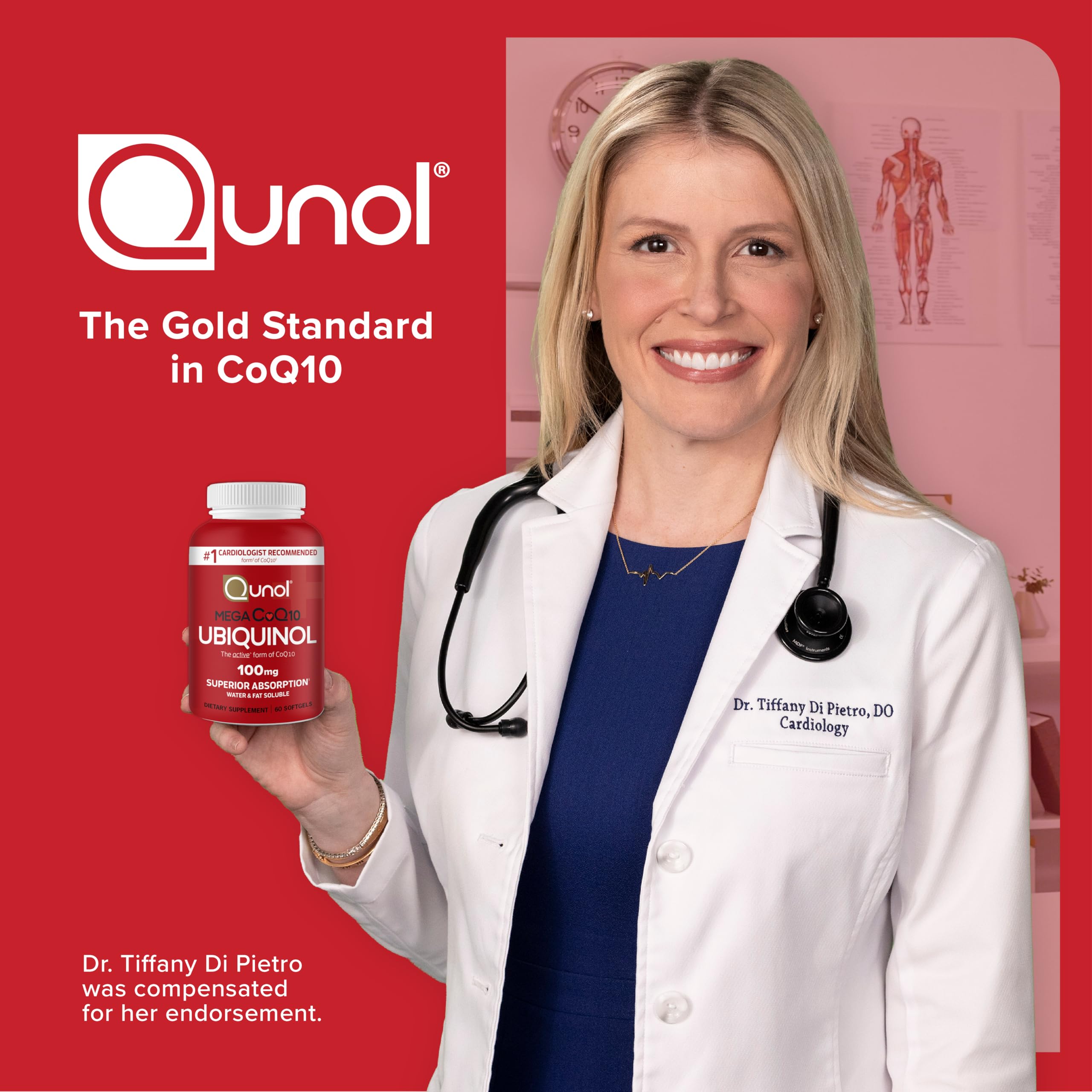 Qunol pack doble abierto mostrando suministro prolongado de 120 cápsulas