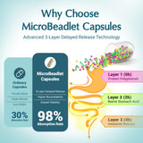 Quorinthiumax detalle de microbeadlets protegiendo compuestos y reduciendo oxidación