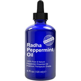 Detalle gota y textura del aceite Radha Beauty menta mostrando pureza y brillo