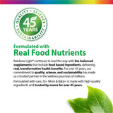 Rainbow Light etiqueta nutricional legible, información clara de folato e hierro