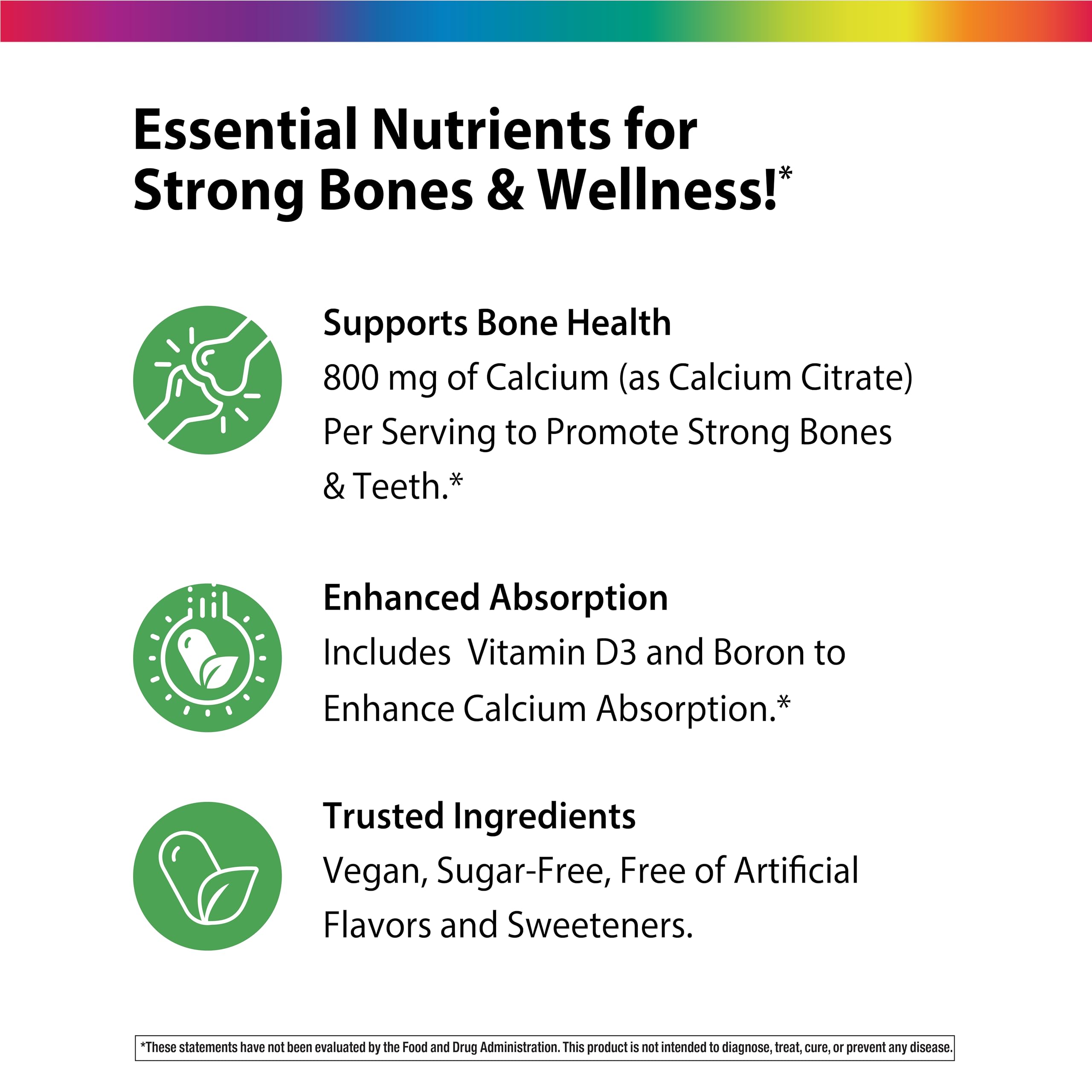 Rainbow Light etiqueta con información nutricional y lista de ingredientes