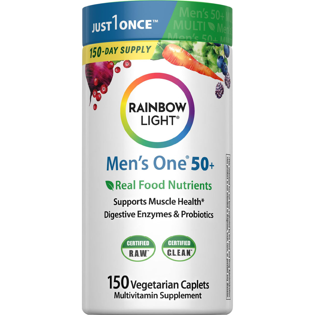 Rainbow Light frente del envase mostrando el producto y sus beneficios diarios