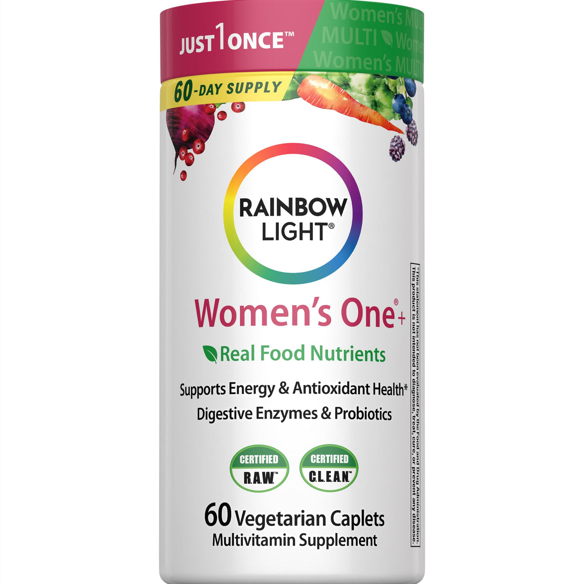 Rainbow Light frente del envase mostrando la etiqueta y beneficios claros