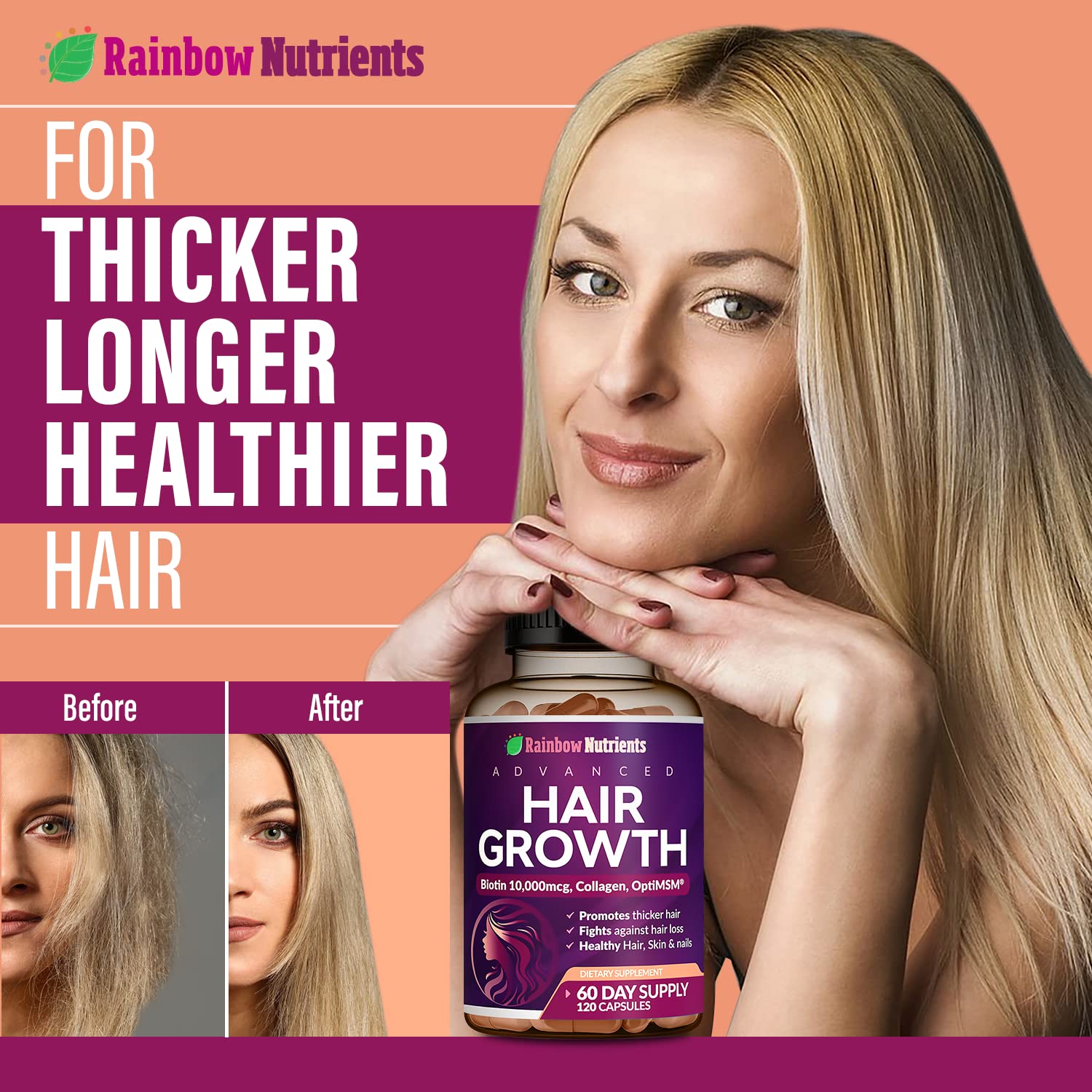 Rainbow Nutrients etiqueta con lista de ingredientes y garantía de calidad