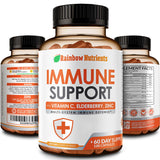 Rainbow Nutrients frasco frontal mostrando etiqueta y beneficio de soporte inmune