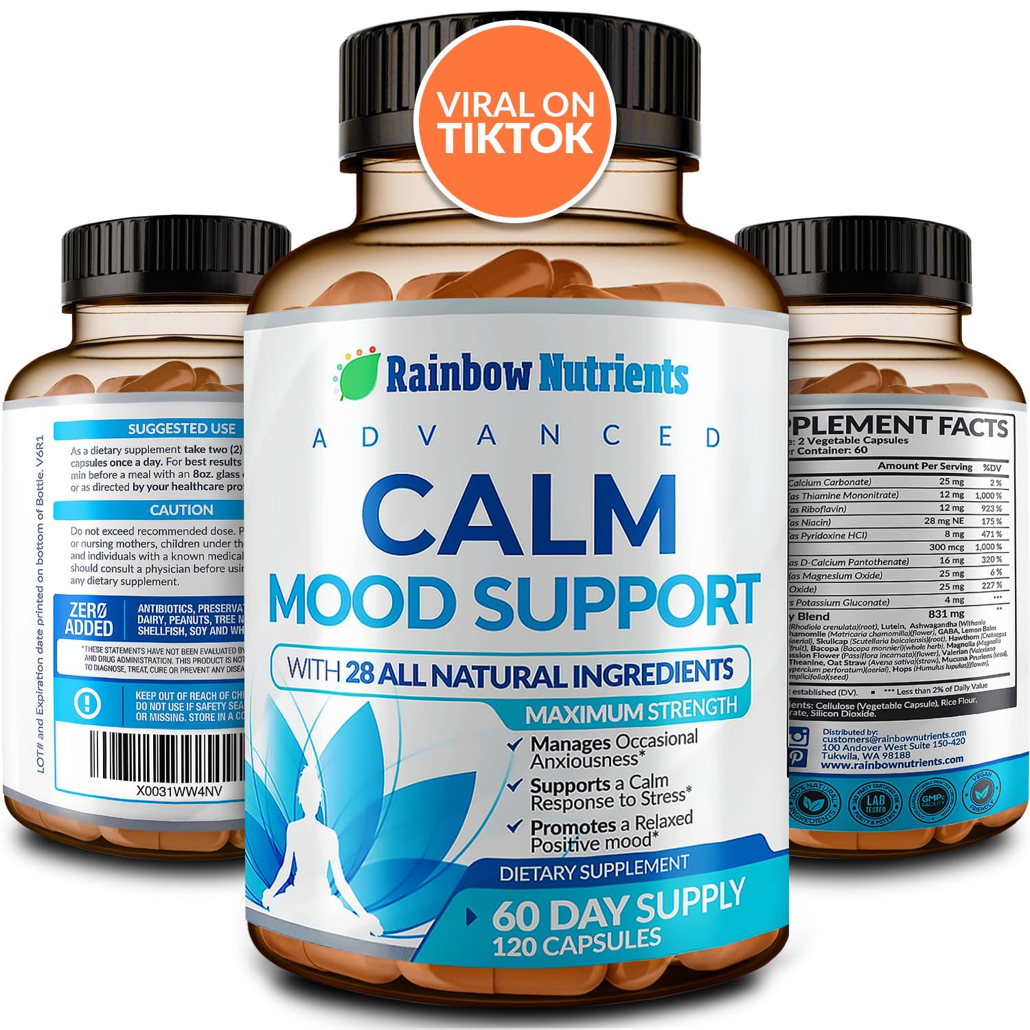Rainbow Nutrients vista frontal del envase mostrando 120 cápsulas y marca