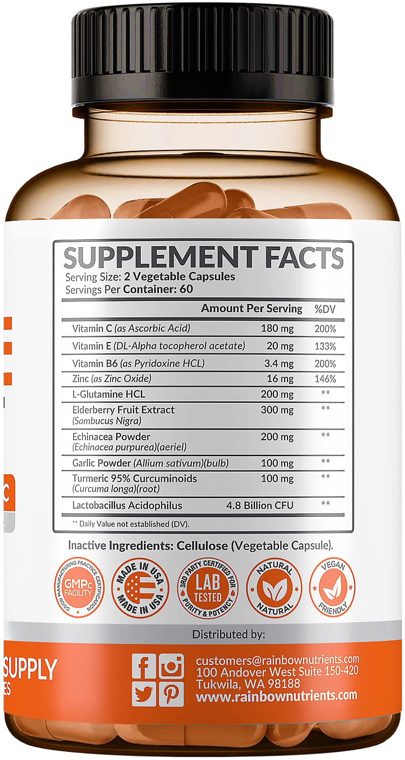 Rainbow Nutrients etiqueta legible con ingredientes y garantía de pruebas