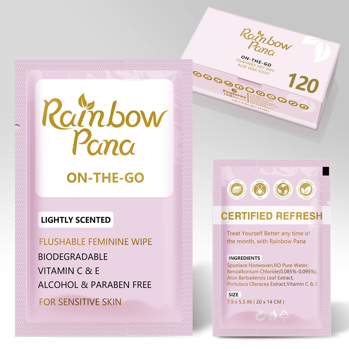 RainbowPana empaque frontal discreto y portátil para frescura íntima