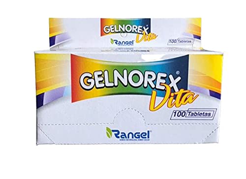 Rangel Gelnorex Vita frasco frontal mostrando 100 tabletas y beneficios de conveniencia