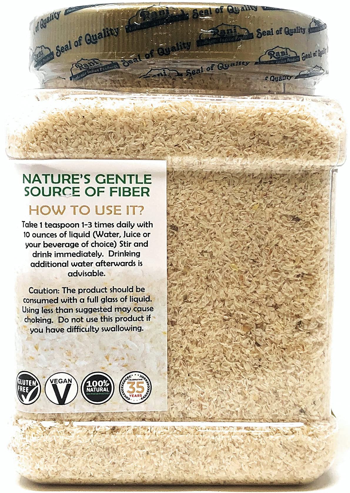 Rani Organics etiqueta con sello USDA Organic visible, garantiza cultivo orgánico