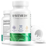 Ravemedy envase frontal mostrando diseño y uso en festivales