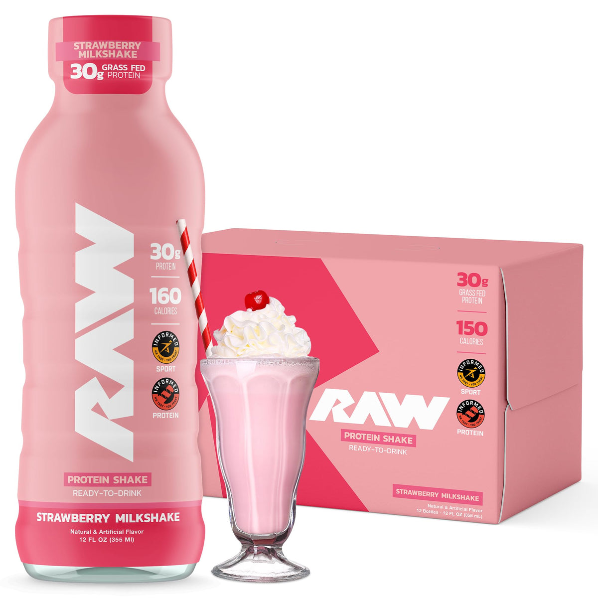 RAW botella frontal fresa mostrando diseño y conveniencia