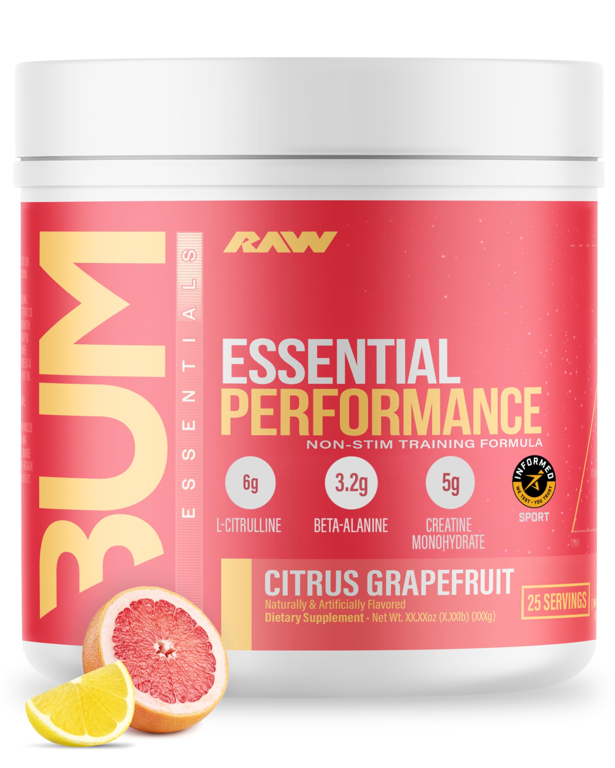 RAW envase frontal Citrus Grapefruit mostrando marca y beneficio de fuerza