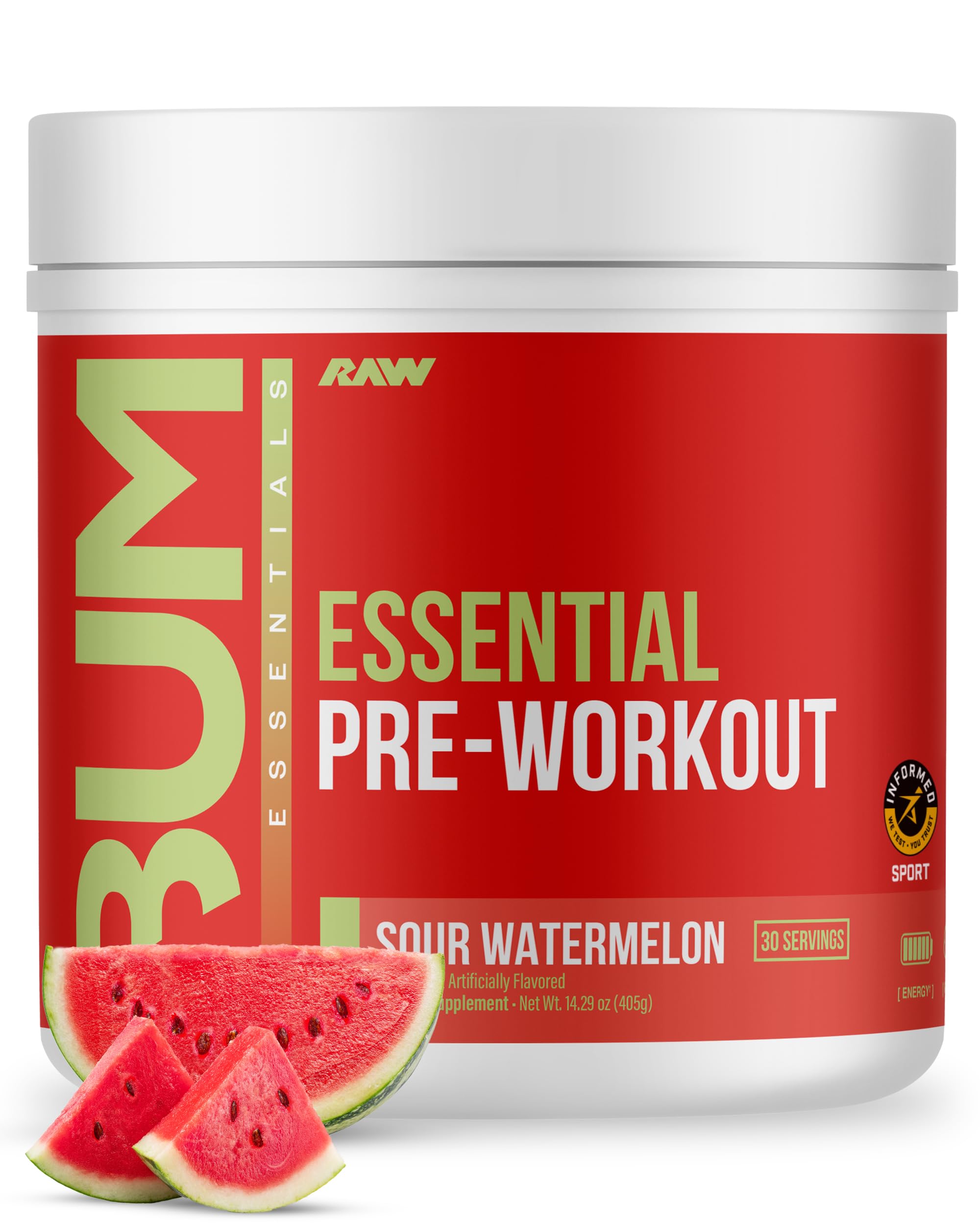 RAW envase frontal mostrando presentación y beneficio de energía