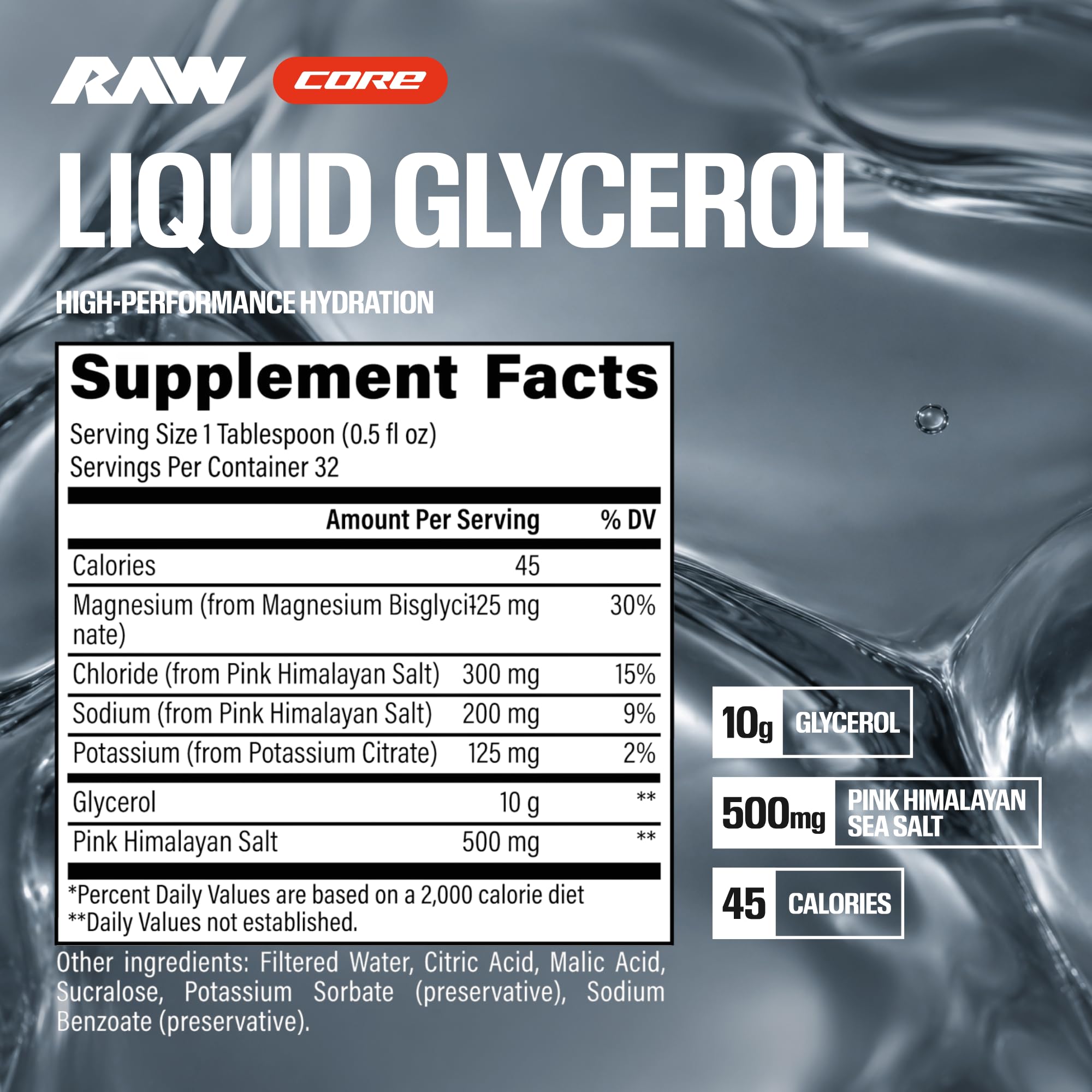 RAW primer plano de gotas de glicerol destacando textura y mezcla rápida