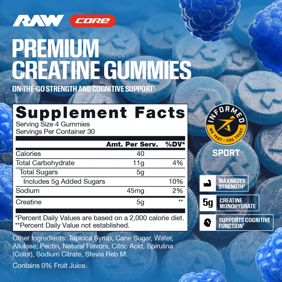 RAW tarro abierto con gominolas accesibles y porciones listas
