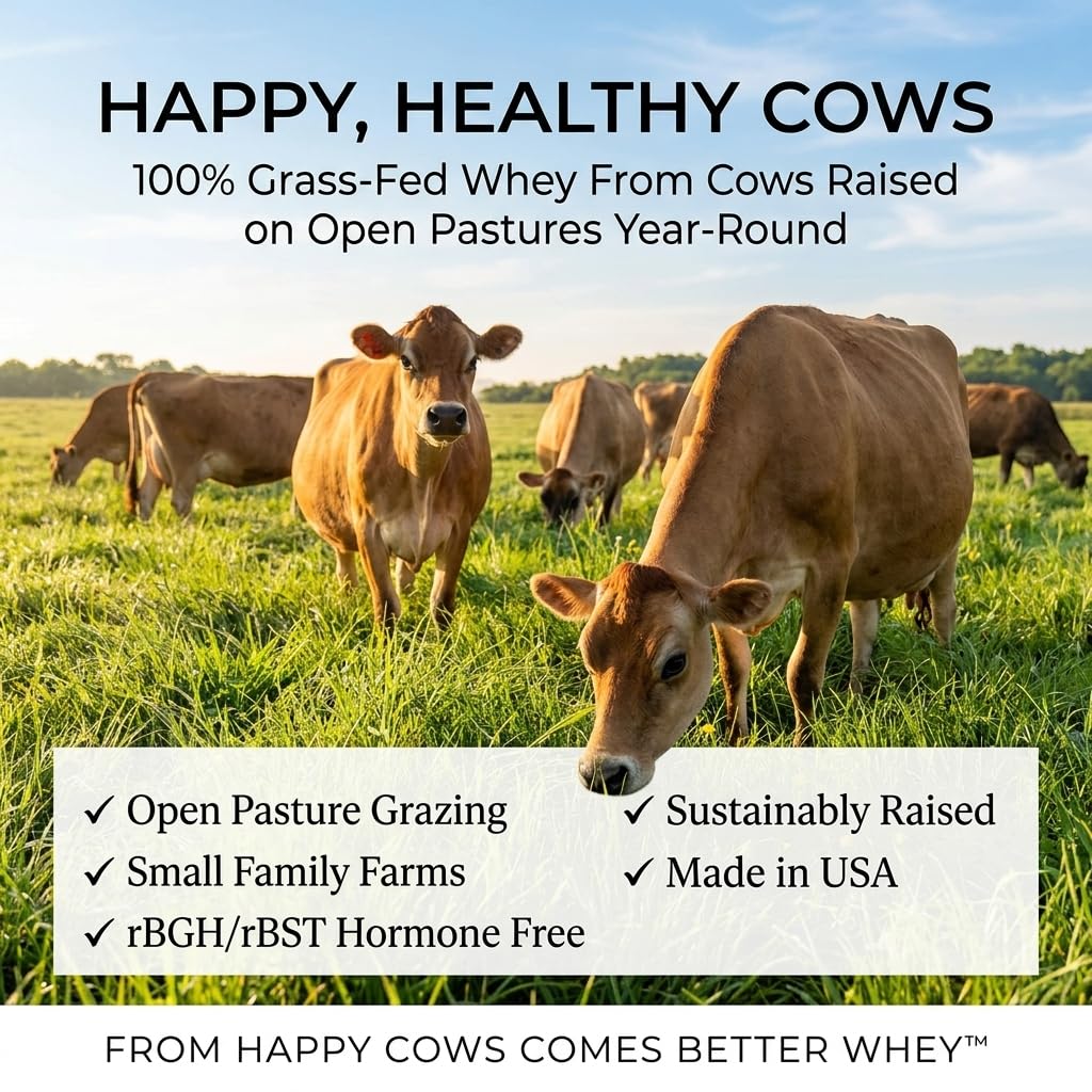 Raw Grass Fed Whey cuchara con porción listos para preparar batido