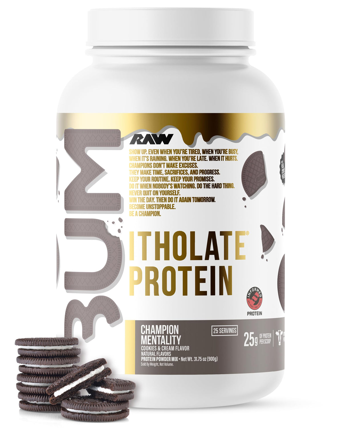 RAW Itholate envase frontal mostrando marca y sabor, beneficio claridad de ingredientes