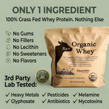 Raw Organic Whey polvo textura cremosa para mezclar fácilmente