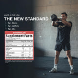 Ingredientes clave de RAW Pump sobre fondo: Nitrosigine, L-citrulina y Lion’s Mane beneficiosos