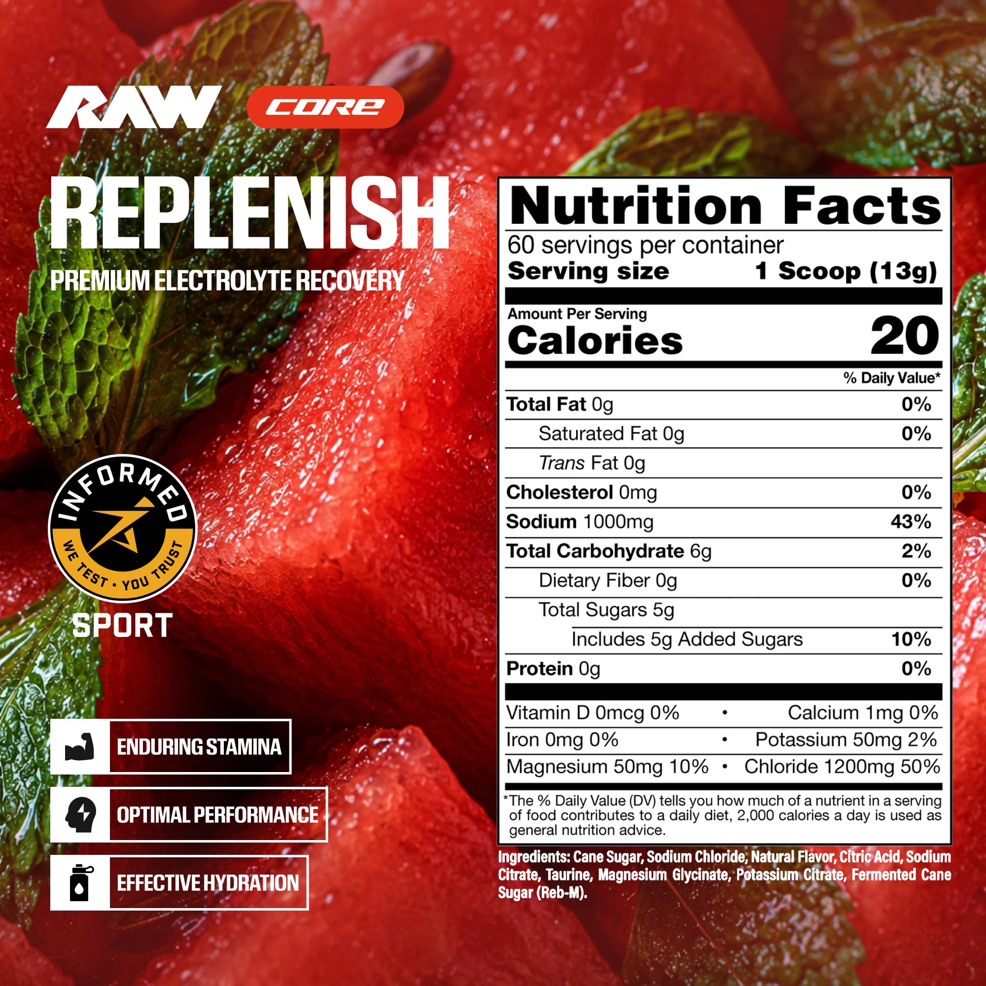 RAW Replenish polvo abierto mostrando textura fina y mezcla fácil de disolver