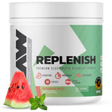RAW Replenish frontal del envase mostrando tamaño y 60 servicios, claridad de producto