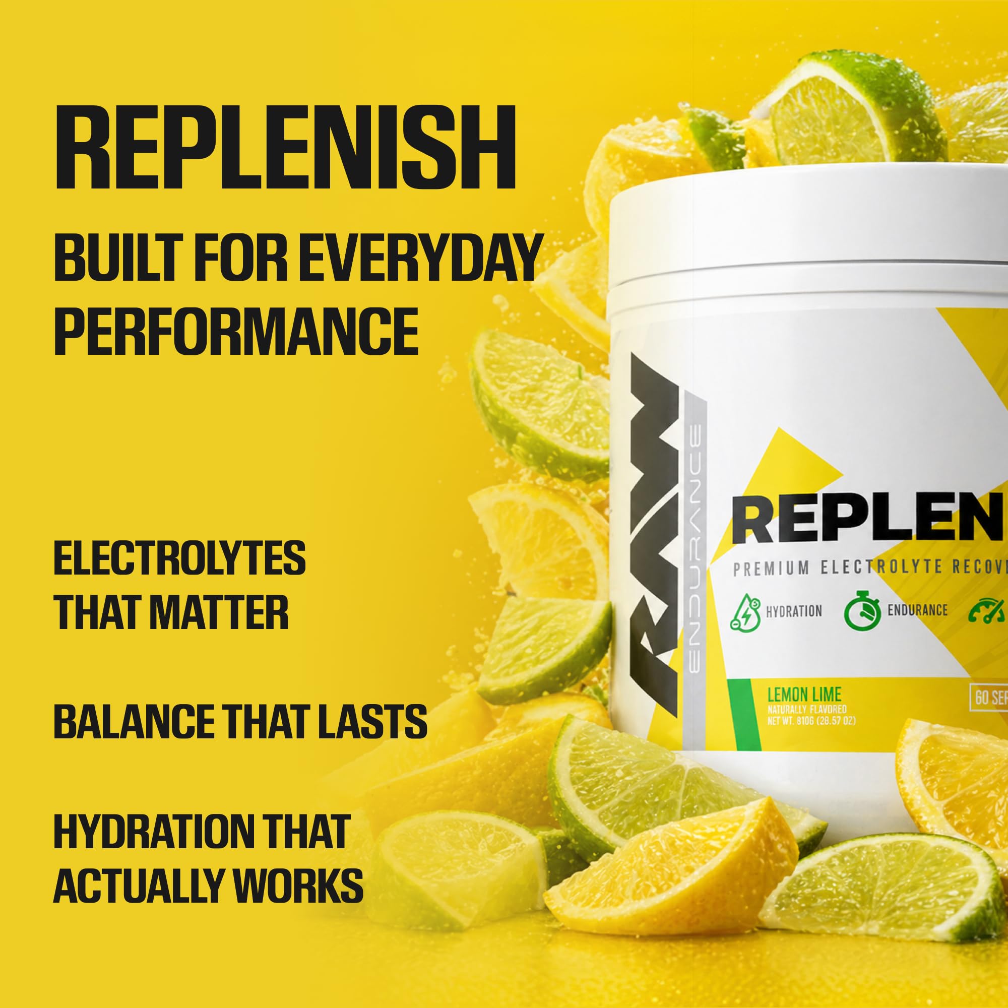 RAW Replenish bebida preparada en vaso, hidratación rápida tras ejercicio