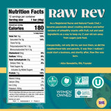 Raw Rev Glo barrita cortada revela textura húmeda y proteína