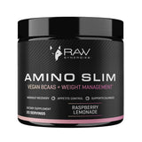 RAW Synergies envase frontal de Amino Slim que muestra diseño y sabor