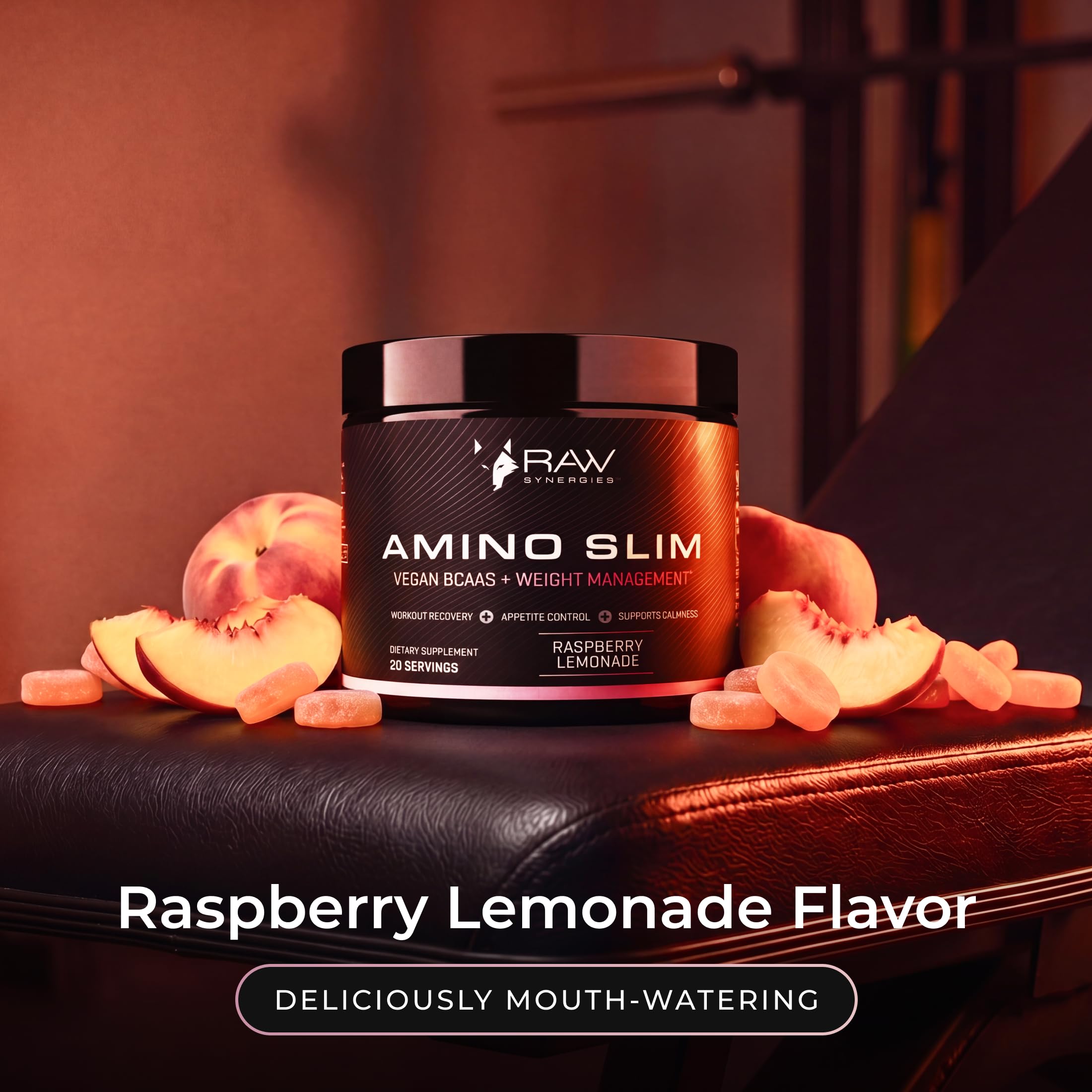 RAW Synergies uso de Amino Slim en gimnasio, apoyo durante el entrenamiento