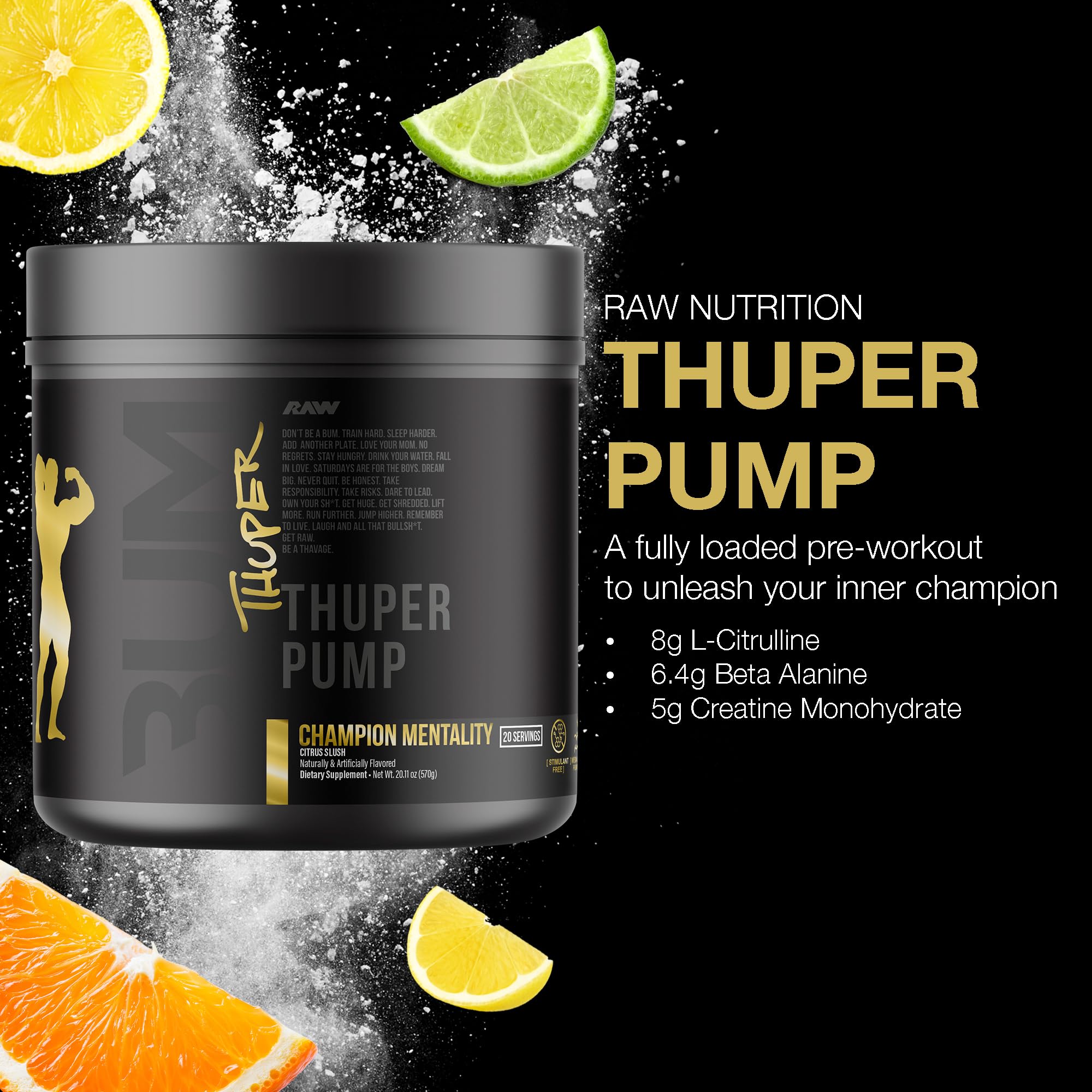 RAW Thuper Pump polvo textura cercana resaltando mezcla y disolución rápida