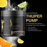 RAW Thuper Pump polvo textura cercana resaltando mezcla y disolución rápida