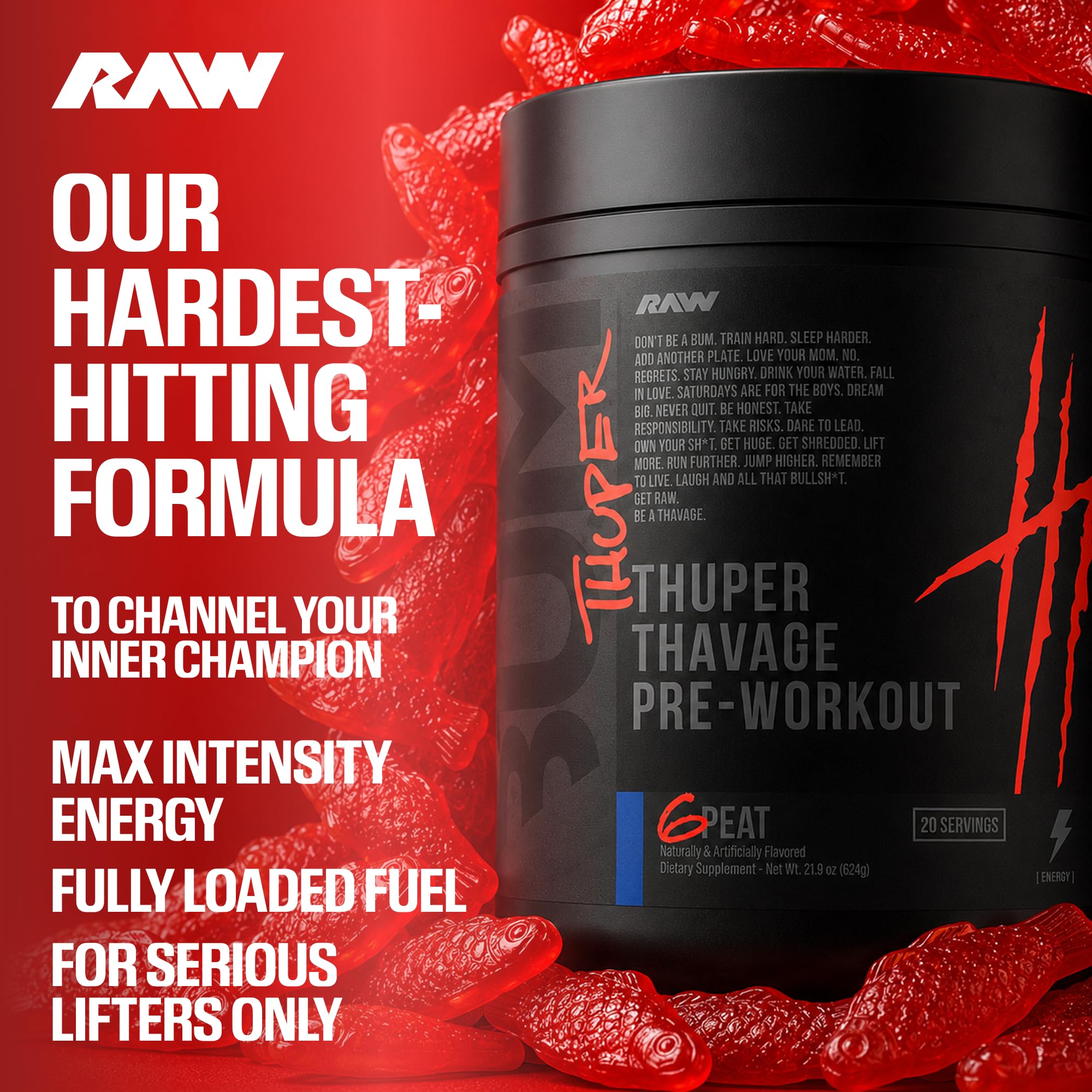 RAW Thuper Thavage etiqueta con ingredientes para ver dosis y beneficios