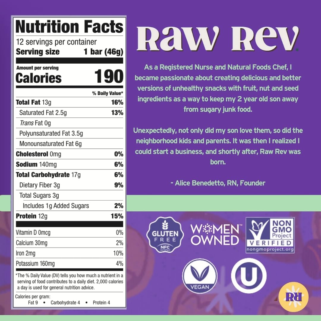 Raw Rev Glo barra cortada revela textura húmeda y proteína vegetal