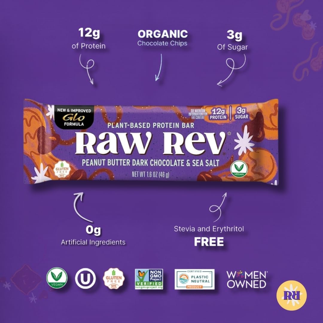 Raw Rev Glo ingredientes principales cacahuate y cacao ético destacados