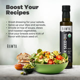 RAWYA aceite servido sobre ensalada resaltando sabor y acabado