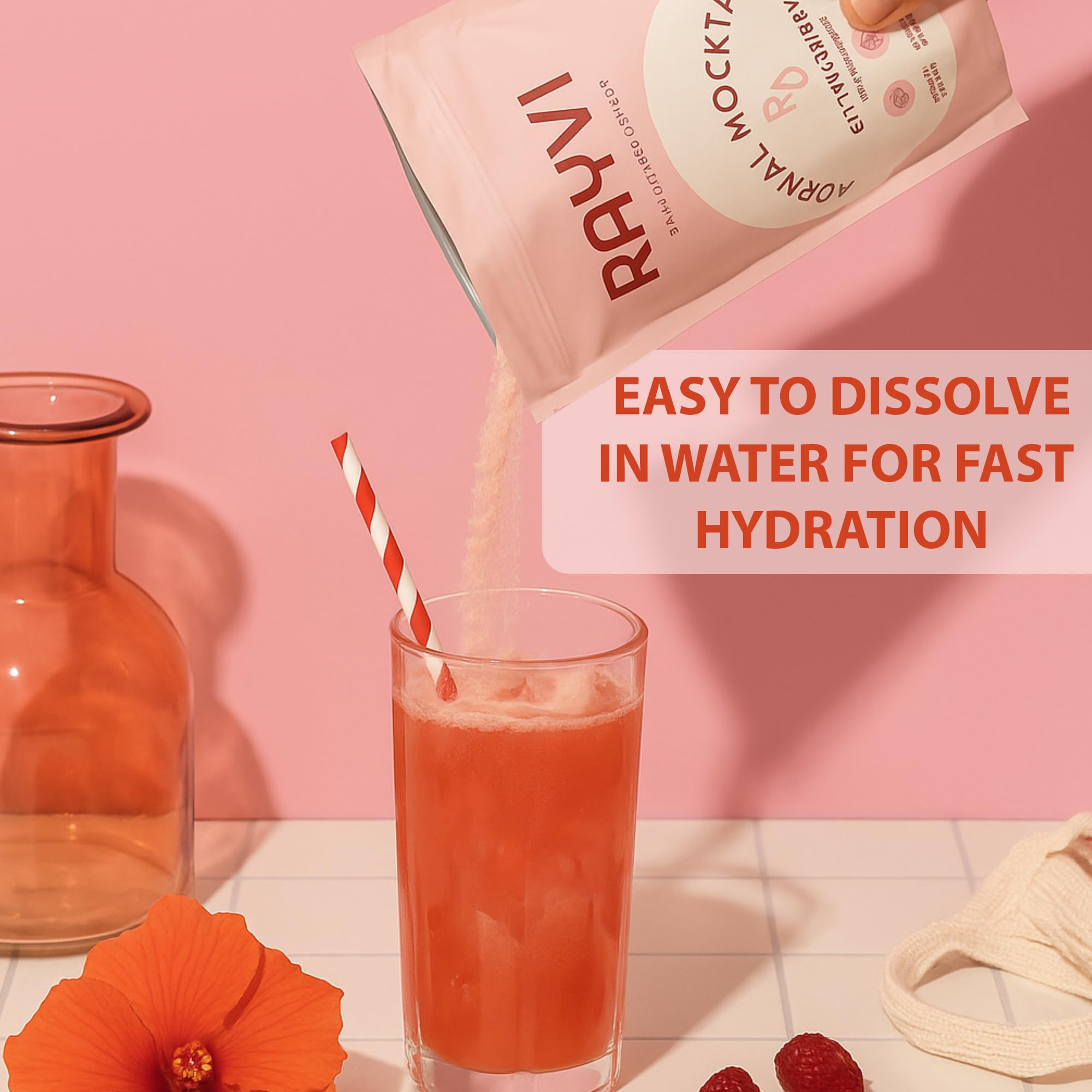Rayvi vaso preparado con sabor citrus berry que ofrece hidratación sabrosa