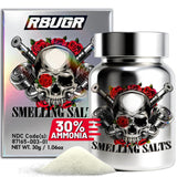 RBUGR SMELLING SALTS frente del empaque mostrando portabilidad y uso rápido