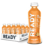 Ready botella frontal mostrando etiqueta y nutrición, ideal para elegir rápido