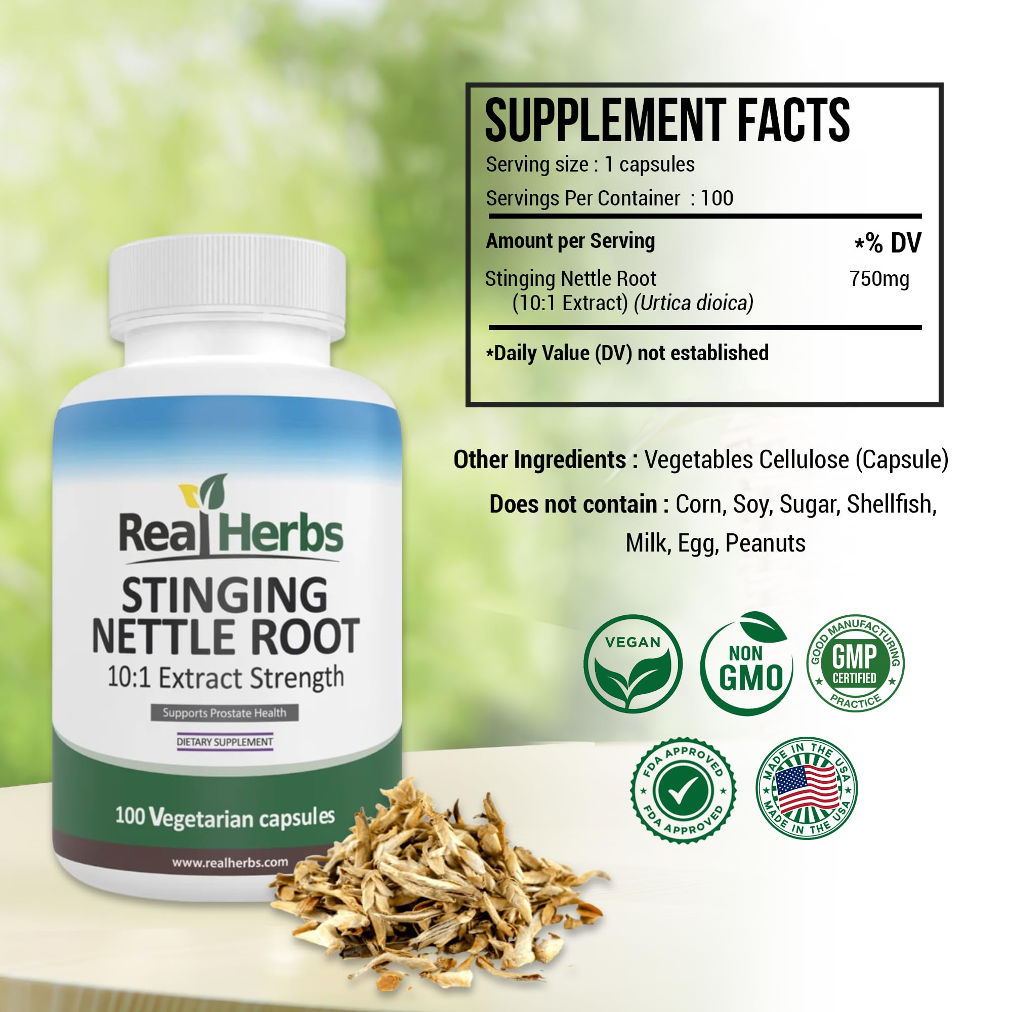 Real Herbs cápsula detalle que ilustra textura y fácil de tragar