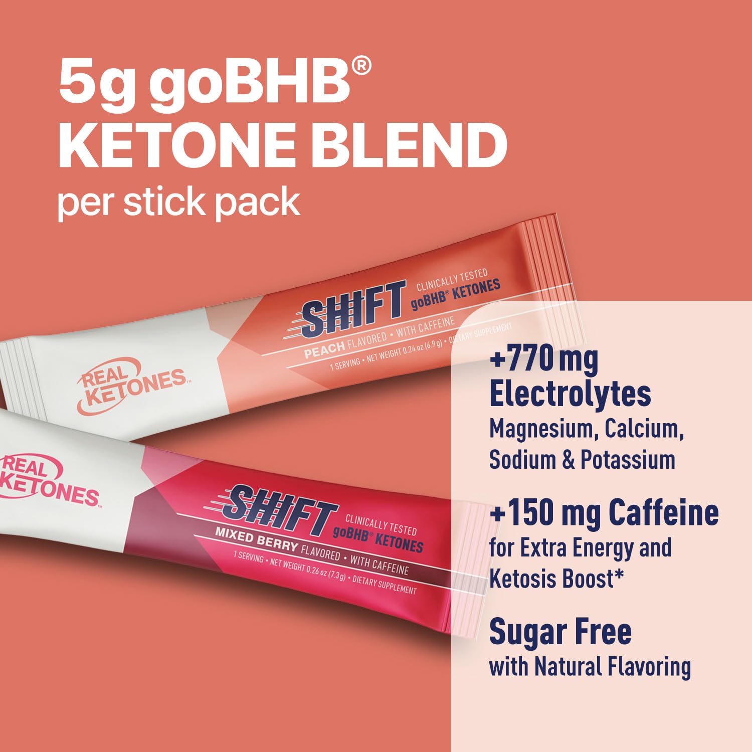 Real Ketones bebida Peach preparada, refrescante y sin azúcar