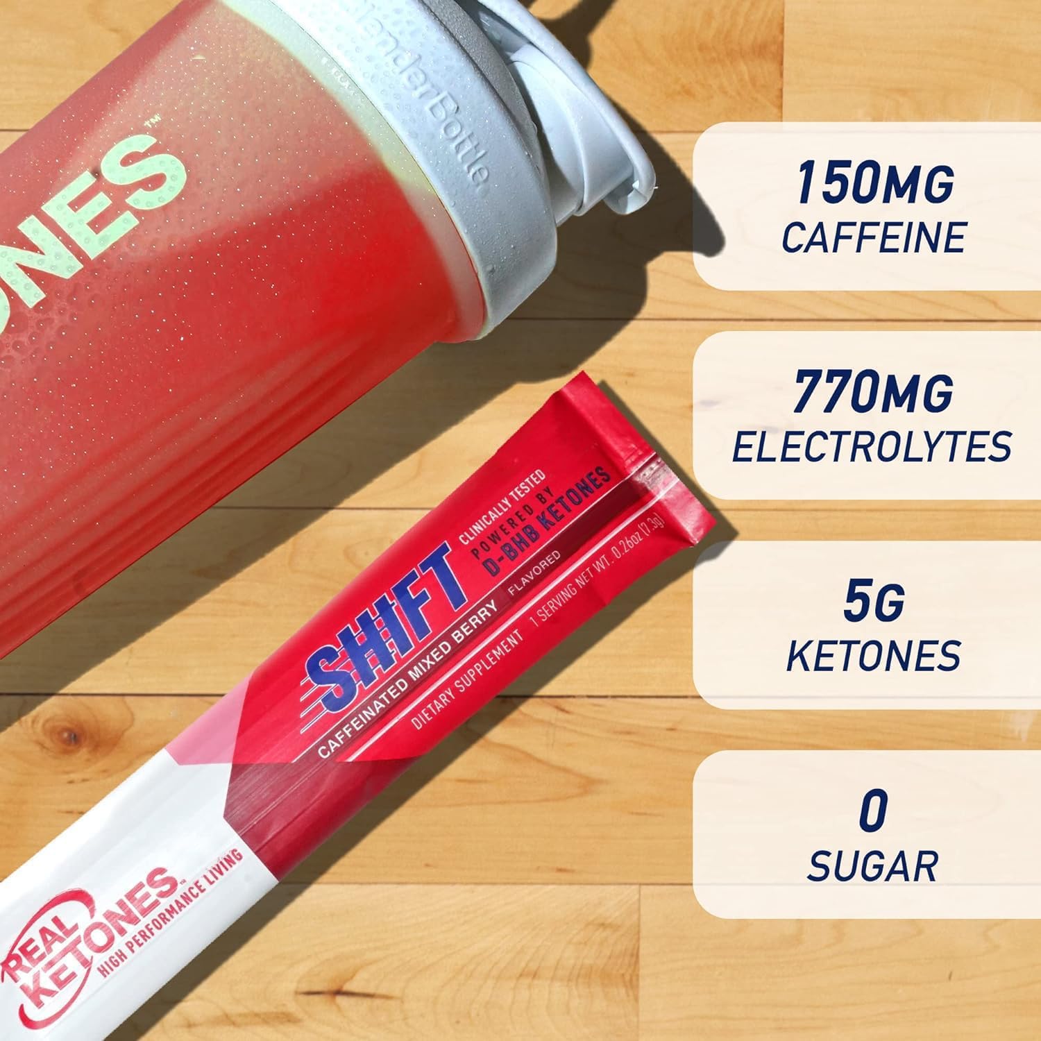 Real Ketones bebida preparada en vaso, hidratación y energía sin azúcar