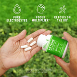 Real Ketones cápsula en mano que muestra tamaño portable y dosificación