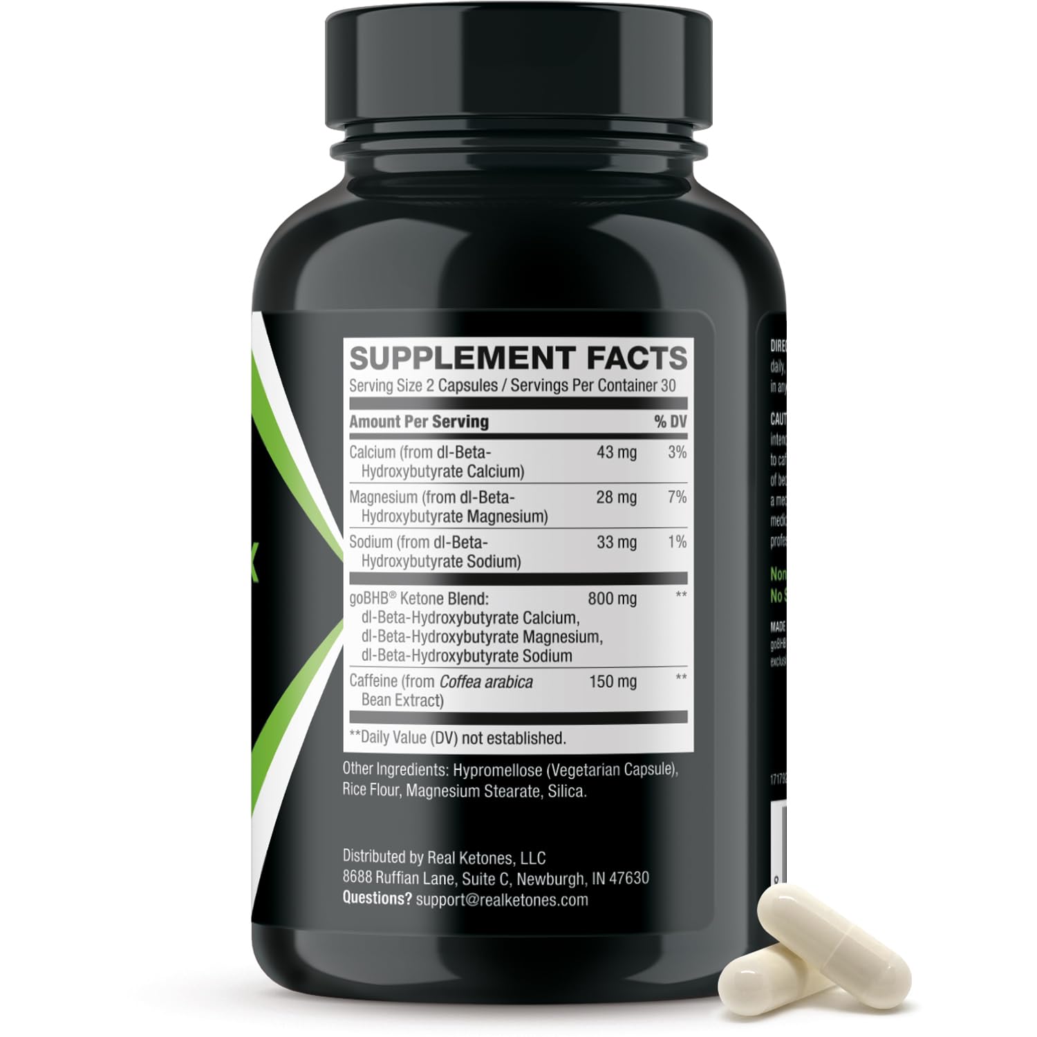 Real Ketones comparación de tamaño con monedas para referencia visual