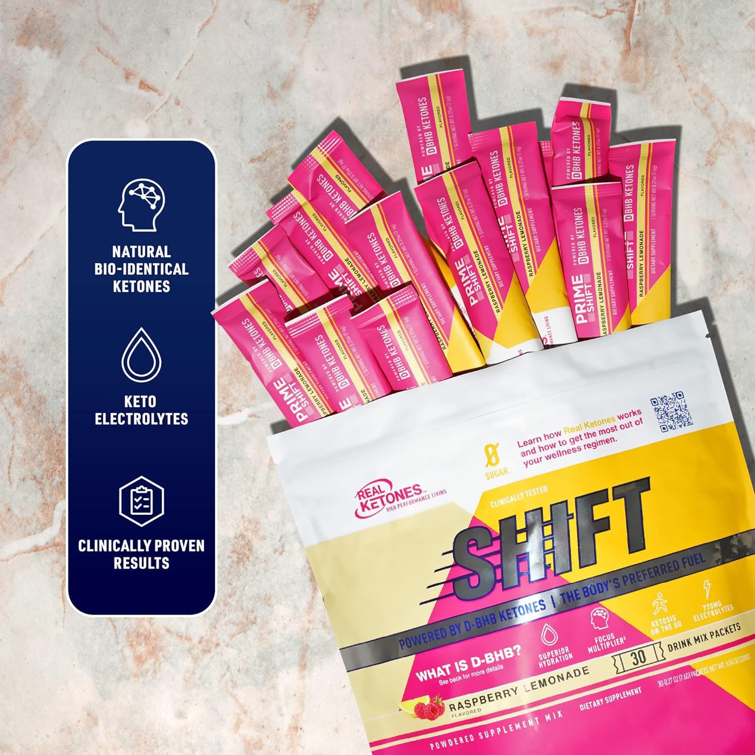 Real Ketones sobre junto a una mano para comparar tamaño y llevar fácilmente